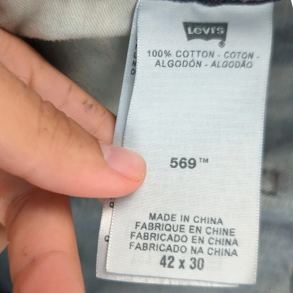 Levi Jeans Mens 43x29 Blue 569 Loose Straight Button Fly Red Tab Workwear Skater